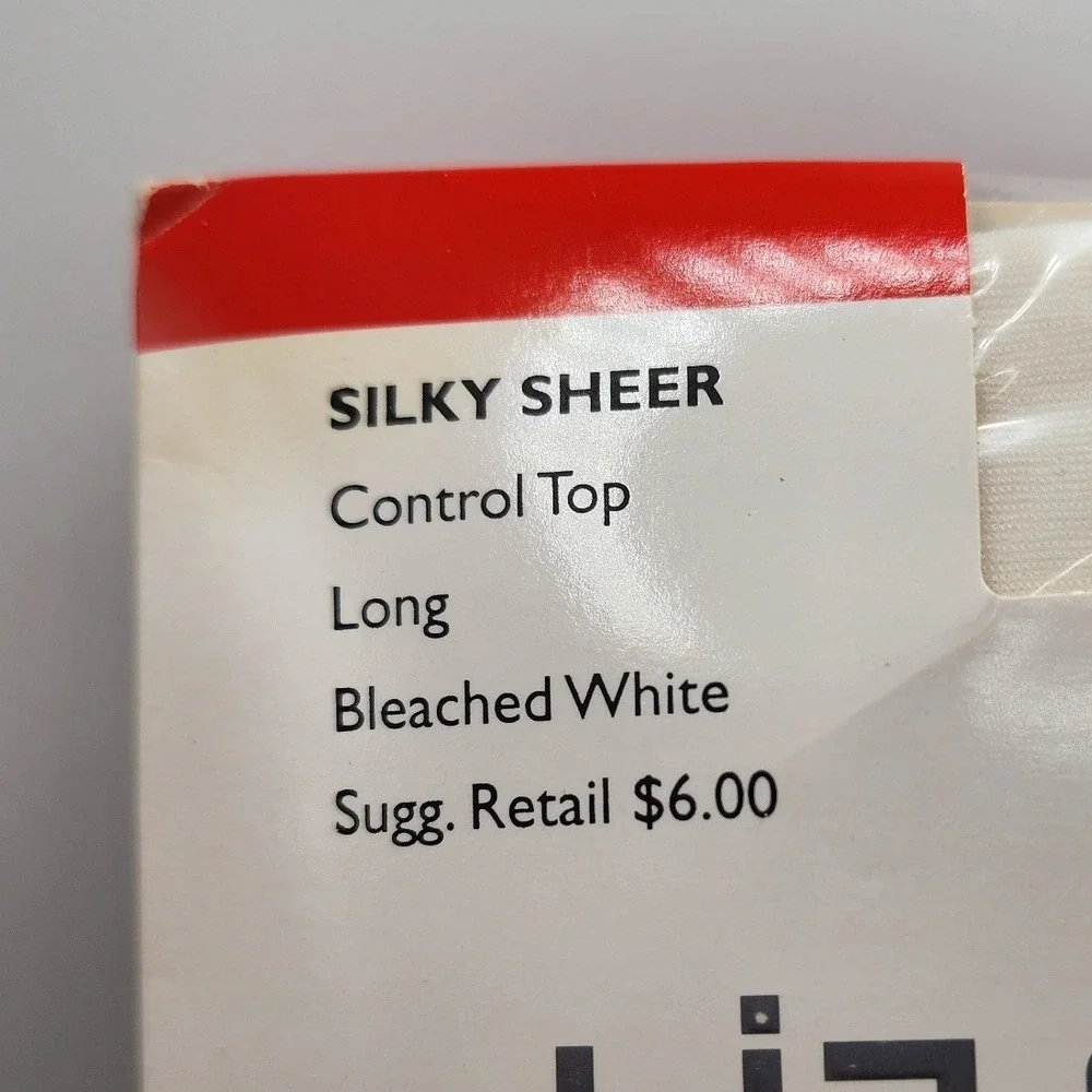 New Liz Claiborne Silky Sheer Control Top Pantyhose Long Bleached White 831